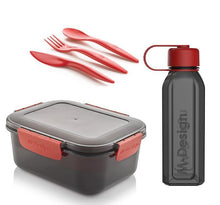 Load image into Gallery viewer, M-Design Lunch Set -  1.6L Lunch Box & 650ml Water Bottle & 3pcs Cutlery Set