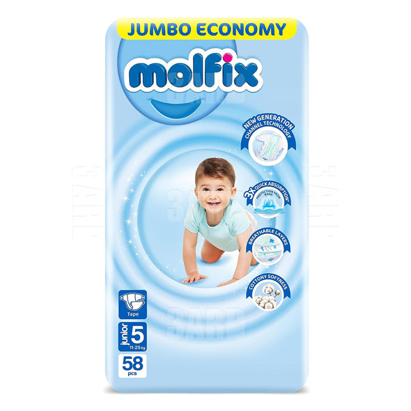 Molfix Size 5 Junior (11-25Kg) 58 Pc - Pack of 1