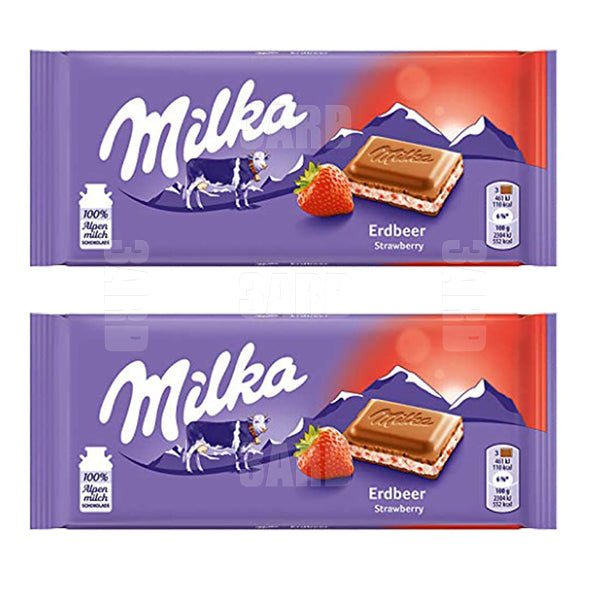 Milka Chocolate with Strawberry & Yogurt Filling 100g - Pack of 2