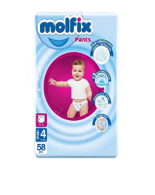 Molfix Pants Size 4 Maxi (9-14Kg) 58 Pc - Pack of 1