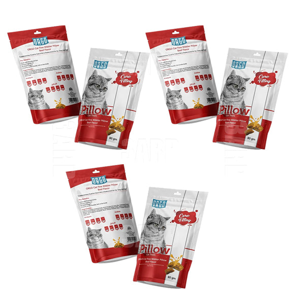 Orgo Pillow Cat Treats Beef 80g - Pack of 3