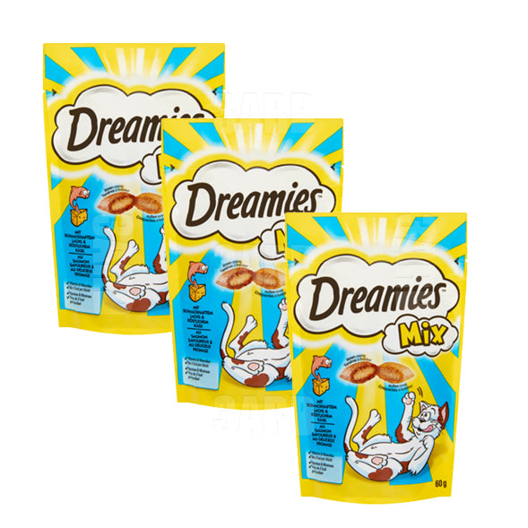 Dreamies Cat Treats Mix Cheese & Salmon 60g - Pack of 3