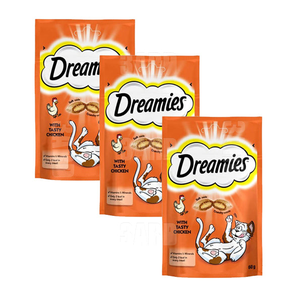 Dreamies Cat Treats Chicken 60g - Pack of 3