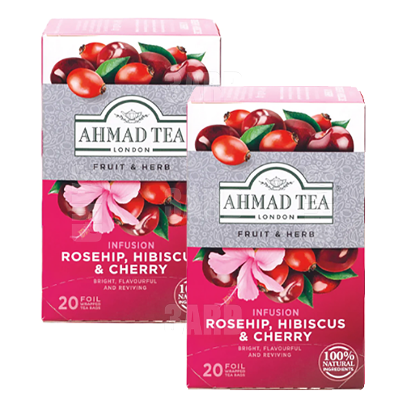 Ahmad Tea Rosehip, Hibiscus & Cherry Tea 20 Teabags - Pack of 2