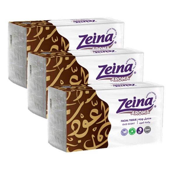Zeina Tissues Oud Scent 500 Tissues - Pack of 3