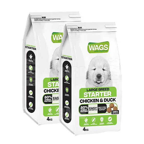 Wags Large Breed Starter Chicken & Duck 4Kg - Pack of 2