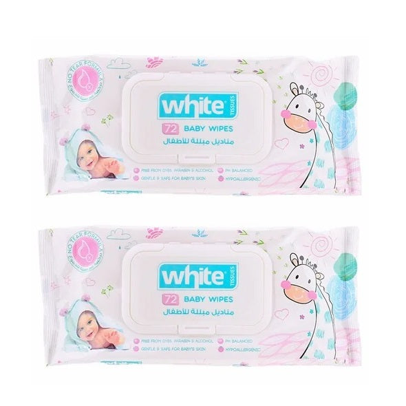 White Baby Wipes 72 Wipes - pack of 2