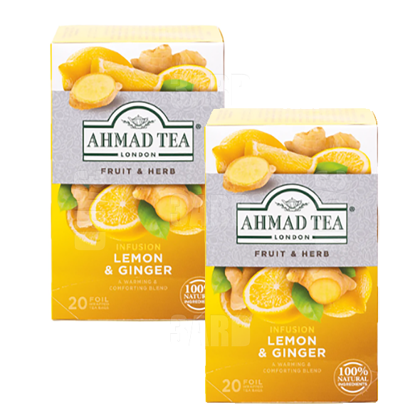 Ahmad Tea lemon & Ginger Tea 20 Teabags - Pack of 2