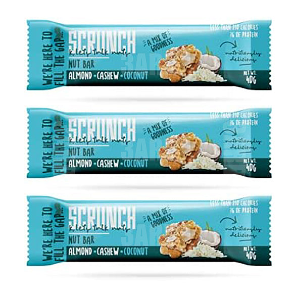 Scrunch Almond,Cashew & Coconut Bar 40g - Pack of 3 – 3ard