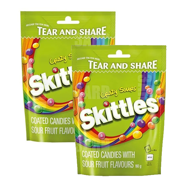 Skittles Crazy Sours Candy 160g - Pack of 2