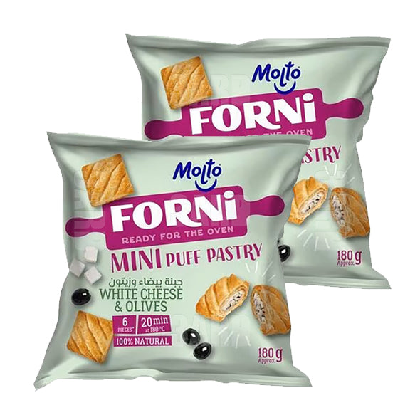 Molto Forni Mini Puff Pastry White Cheese & Olives 6pcs 180g - Pack of 2