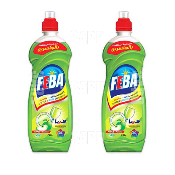 Feba Dishwashing Liquid Apple 730ml - Pack of 2