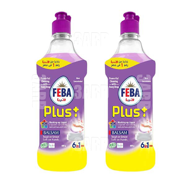 Feba Dishwashing Liquid Plus Balsam 600ml - Pack of 2