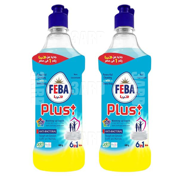 Feba Dishwashing Liquid Plus Anti-Bacterial 600g - Pack of 2