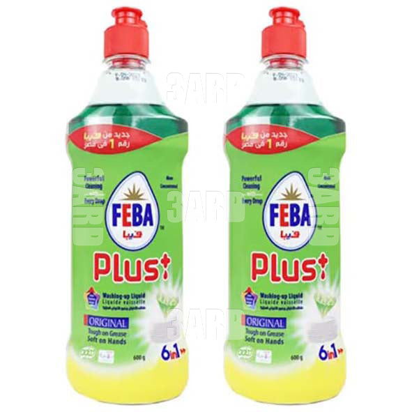 Feba Dishwashing Liquid Plus Original 600g - Pack of 2