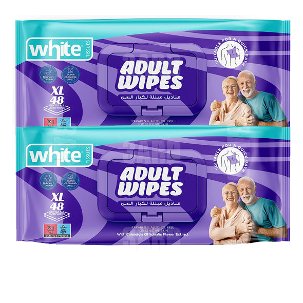 White Adult Wipes 48 wipes - pack of 2