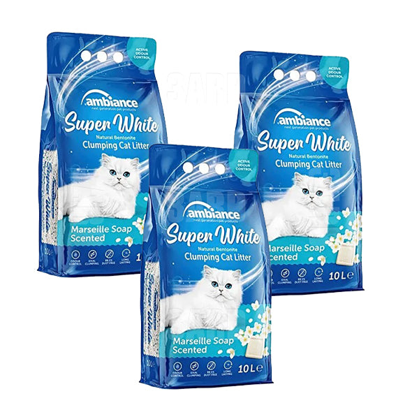 Ambiance Super White Cat Litter Marseille Soap 10L - Pack of 3