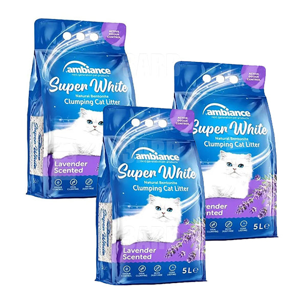 Ambiance Super White Cat Litter Lavender 5L - Pack of 3