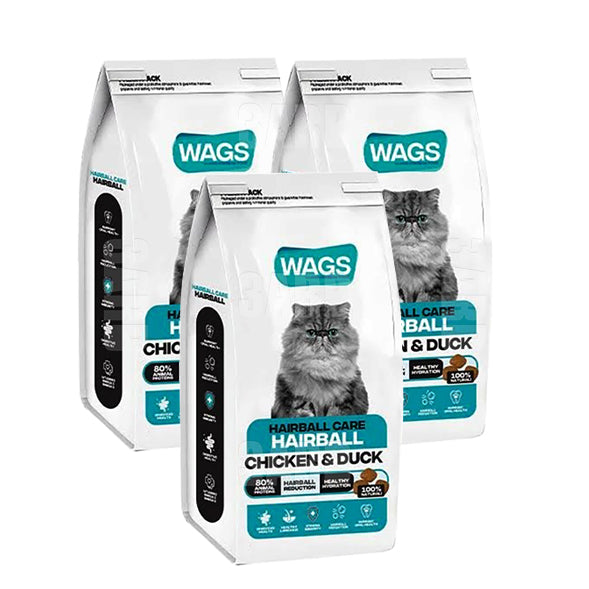 Wags Hairball Chicken & Duck 2Kg - Pack of 3