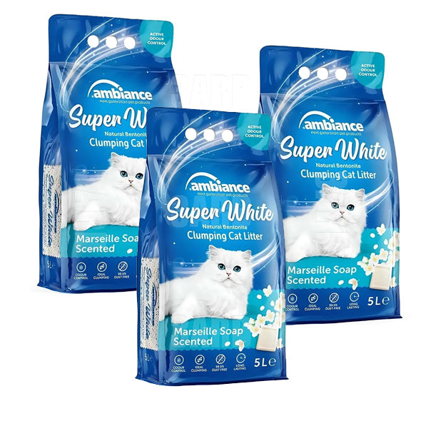 Ambiance Super White Cat Litter Marseille Soap 5L - Pack of 3