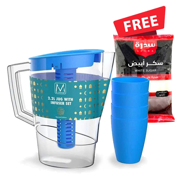 M-Design Pitcher + 4 Cup + Sedra Sugar 1kg Free