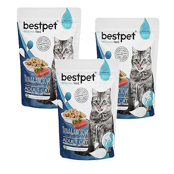 Bestpet Jelly Pouch Tuna & Anchovy Cat 85g - Pack of 3