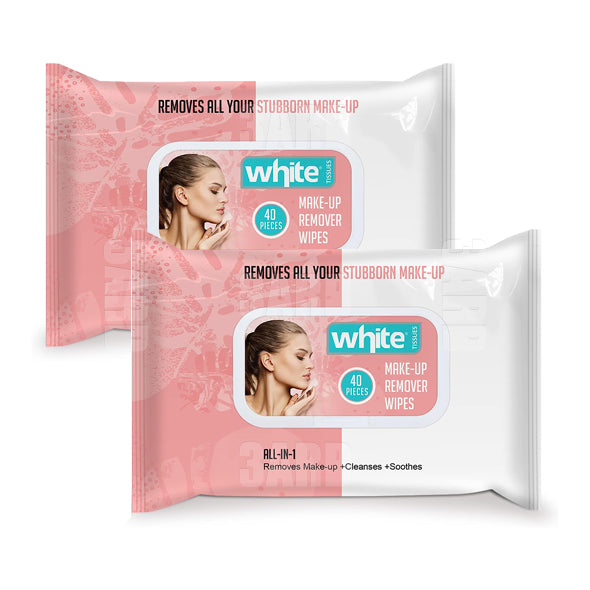 White Make Up Remover Wipes 40 wipes - pack of 2