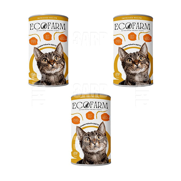 Ecofarm Wet Food Cat Adult Chunks Heart In Gravy 400g - Pack of 3