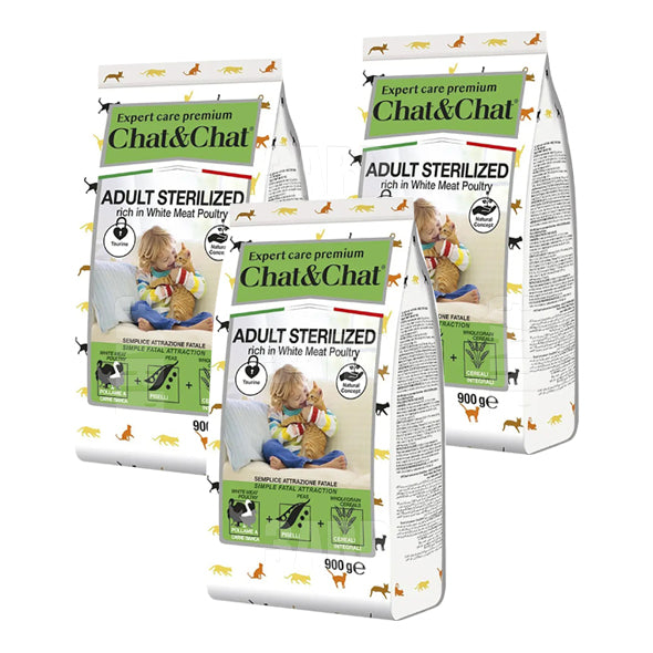 Chat & Chat Dry Food Cat Adult Sterilized 900g - Pack of 3