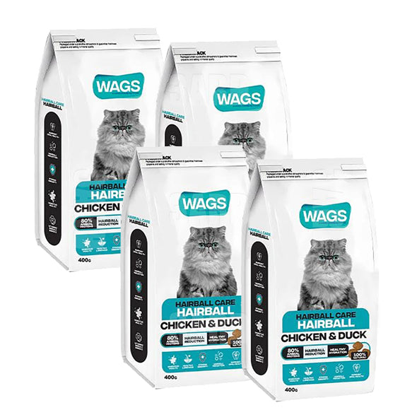Wags Hairball Chicken & Duck 400gm - Pack of 4