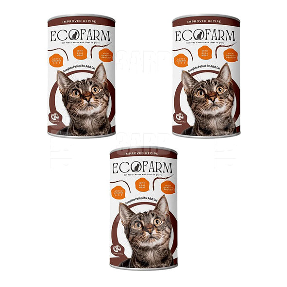 Ecofarm Wet Food Cat Adult Chunks Liver In Gravy 400g - Pack of 3