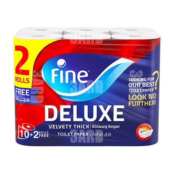 Fine Deluxe Toilet Paper Rolls 12 pcs - Pack of 1