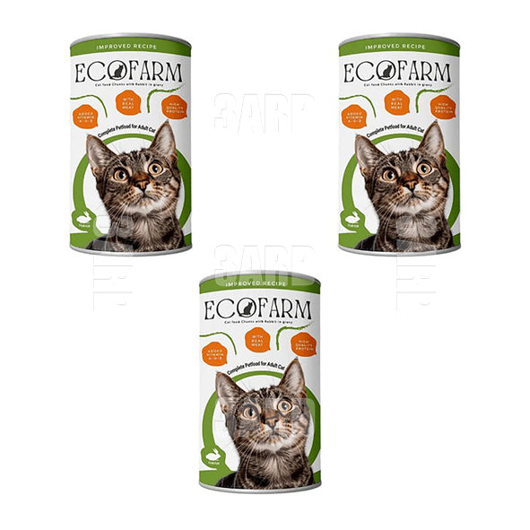 Ecofarm Wet Food Cat Adult Chunks Rabbit In Gravy 400g - Pack of 3