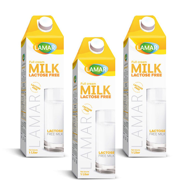 Lamar Full Cream Milk Free Lactose 1L - Pack of 3