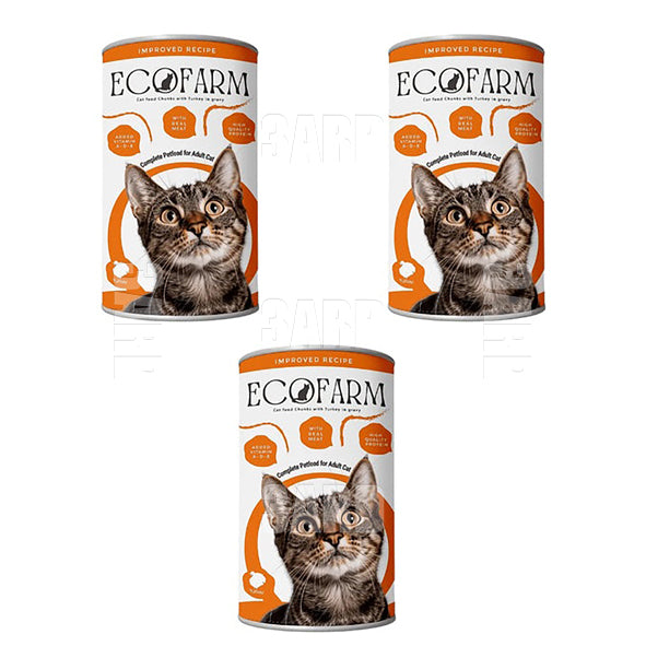 Ecofarm Wet Food Cat Adult Chunks Turkey In Gravy 400g - Pack of 3