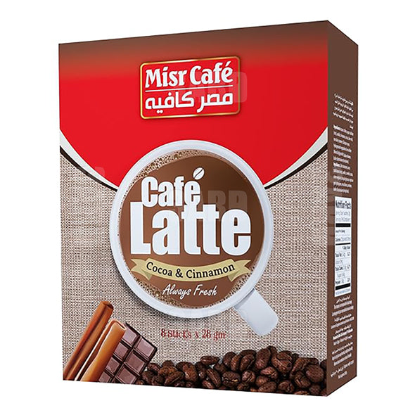 Misr Cafe Coffee Latte with Cocoa & Cinnamon - Pack of 8