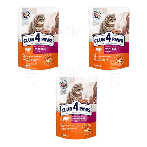 Club 4 Paws Cat Adult Wet Food Beef 100g - Pack of 3