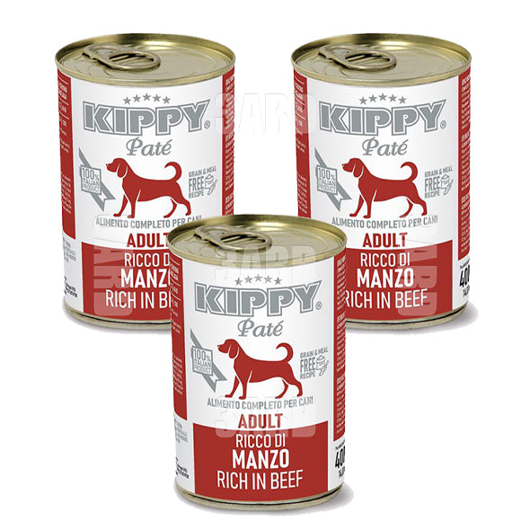 Kippy Wet Food Dog Adult Pate Rice in Beef 400g - Pack of 3