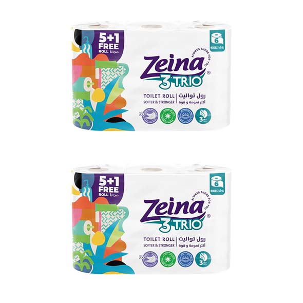 Zeina Trio Toilet Paper Rolls 6pcs - Pack of 2