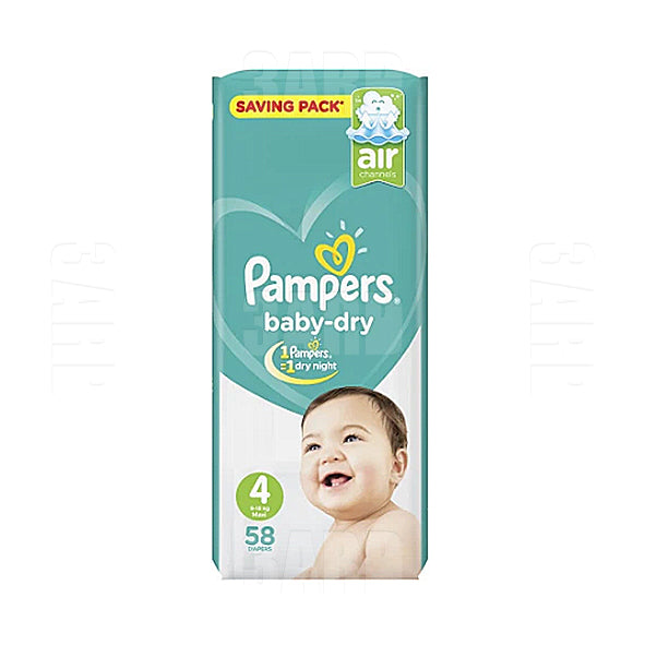 Pampers Diaper Size 4 (9-18 Kg) 58 pcs - Pack of 1