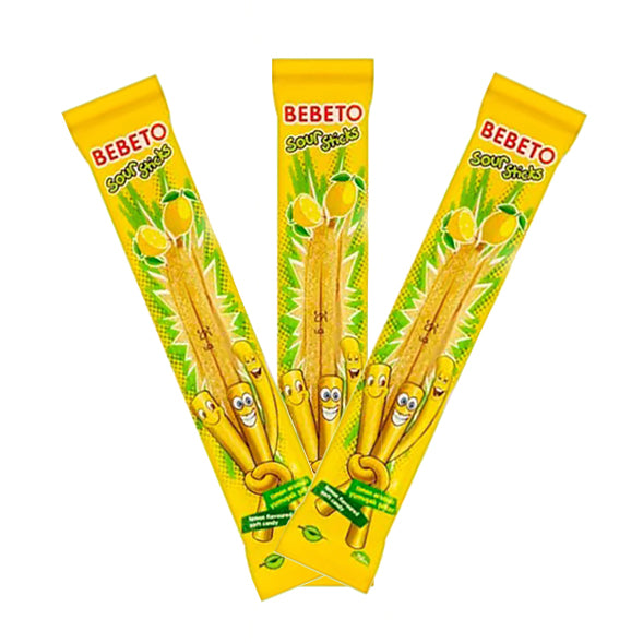 Bebeto Candy Sour Sticks Lemon 35g - Pack of 3