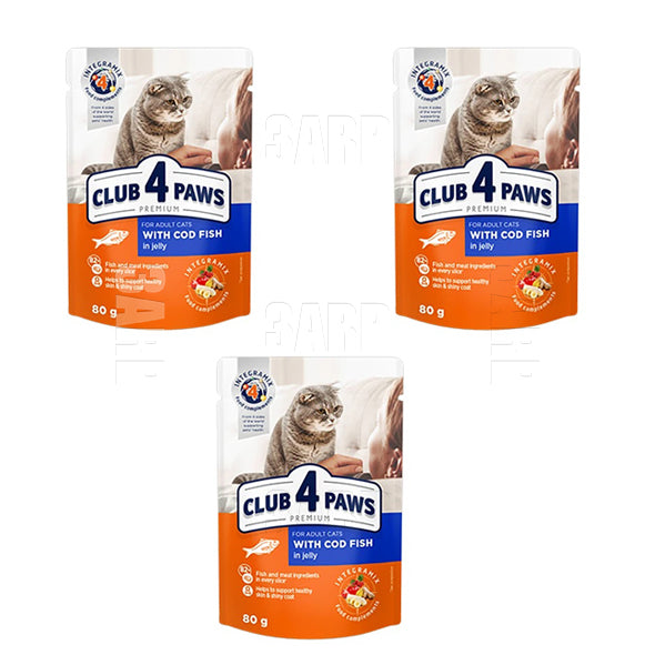 Club 4 Paws Cat Adult Wet Food Cod Fish 80g - Pack of 3