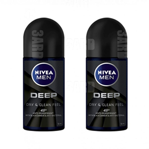 Nivea Roll on for Men Deep Dark Wood 50ml - Pack of 2