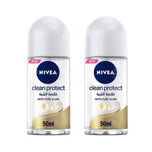 Load image into Gallery viewer, Nivea Roll on for Women Clean Protect Pure Alum 50ml - Pack of 2
