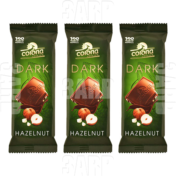 Corona Dark Chocolate with Hazelnut 50g - Pack of 3