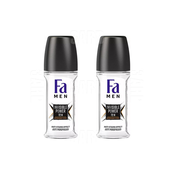 FA Roll on Invisible Power Deodorant for Men 50ml - Pack of 2