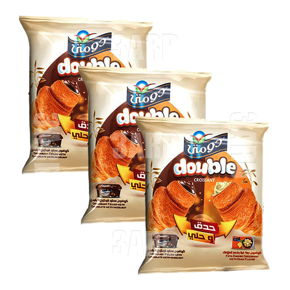 Domty Double Croissant Feta Cheese Edam Flavor & Chocolate - Pack of 3