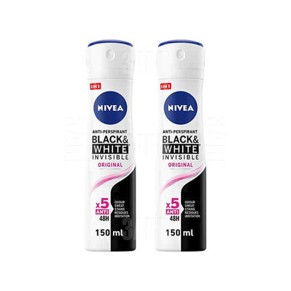 Nivea Spray for Women Black & White Invisible Original 150ml - Pack of 2