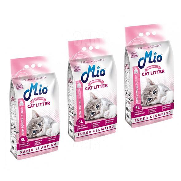 Mio Cat Litter Baby Powder 5L - Pack of 3