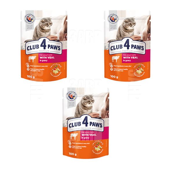 Club 4 Paws Wet Food Cat Adult Veal 100g - Pack of 3
